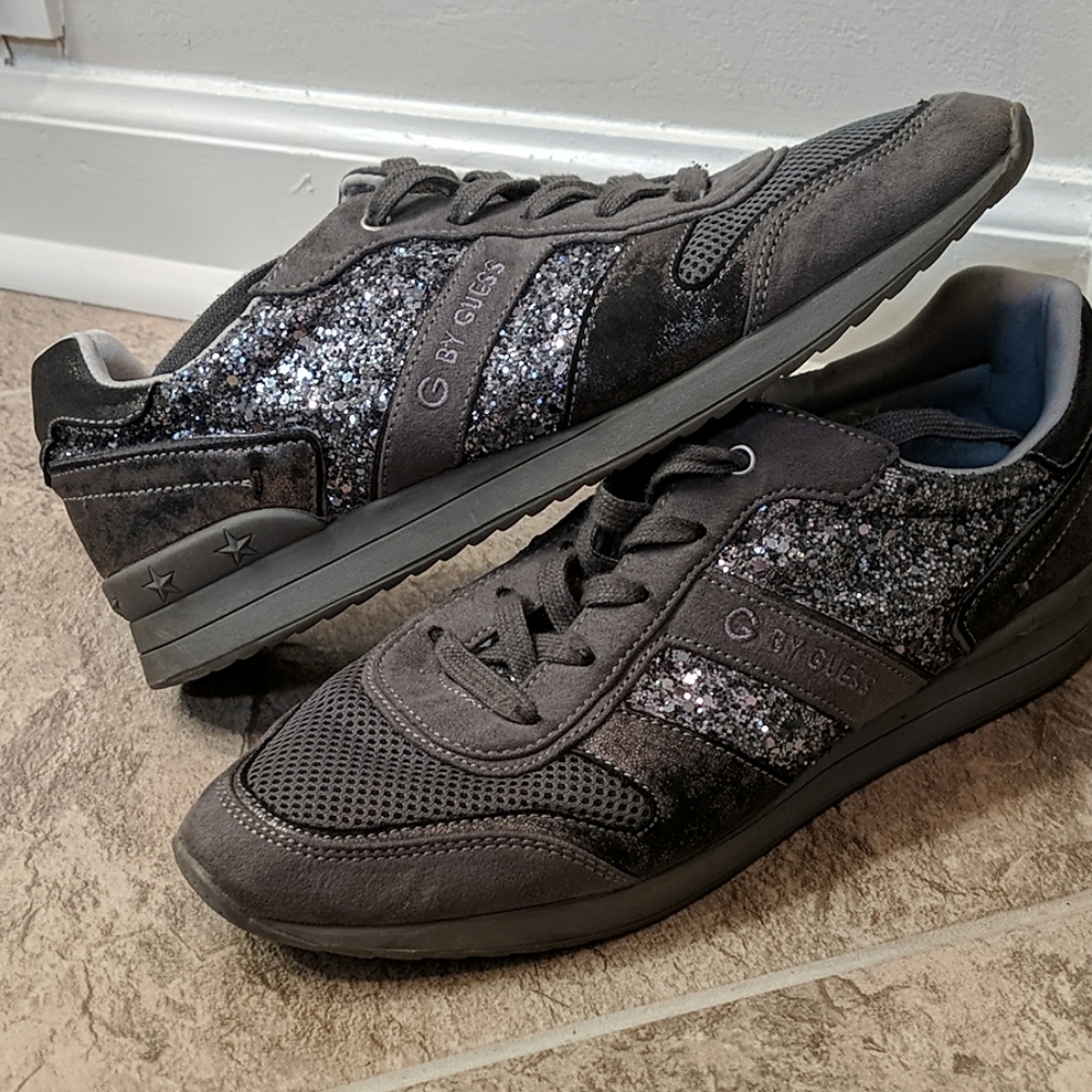 G by Guess Gray Sneakers w Glitter Accent Size 9